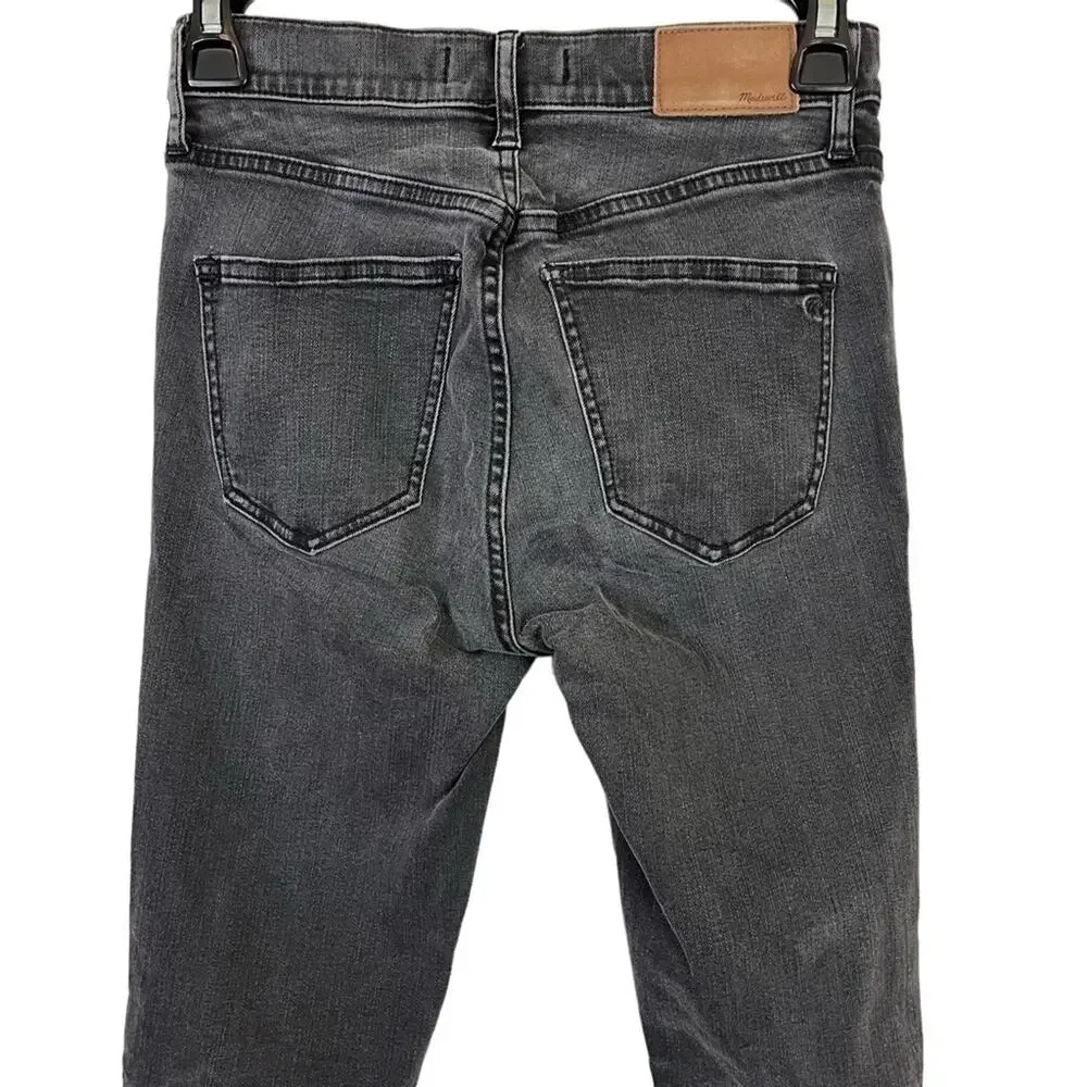 MADEWELL HIGH RISER Black Gray Wash SKINNY SKINNY Zip Fly Raw Hem Jeans sz 25